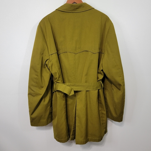 Vintage Oakbrook Sportswear Split Pea Green Long Coat With Fur Lining - Picture 9 of 16